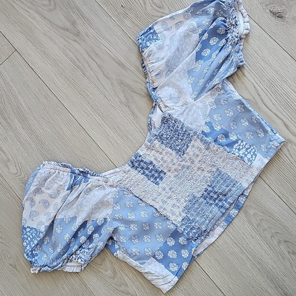 Hollister Coastal Cowgirl Patchwork Paisley Viscose Smocked Crop Top Small - Picture 7 of 12